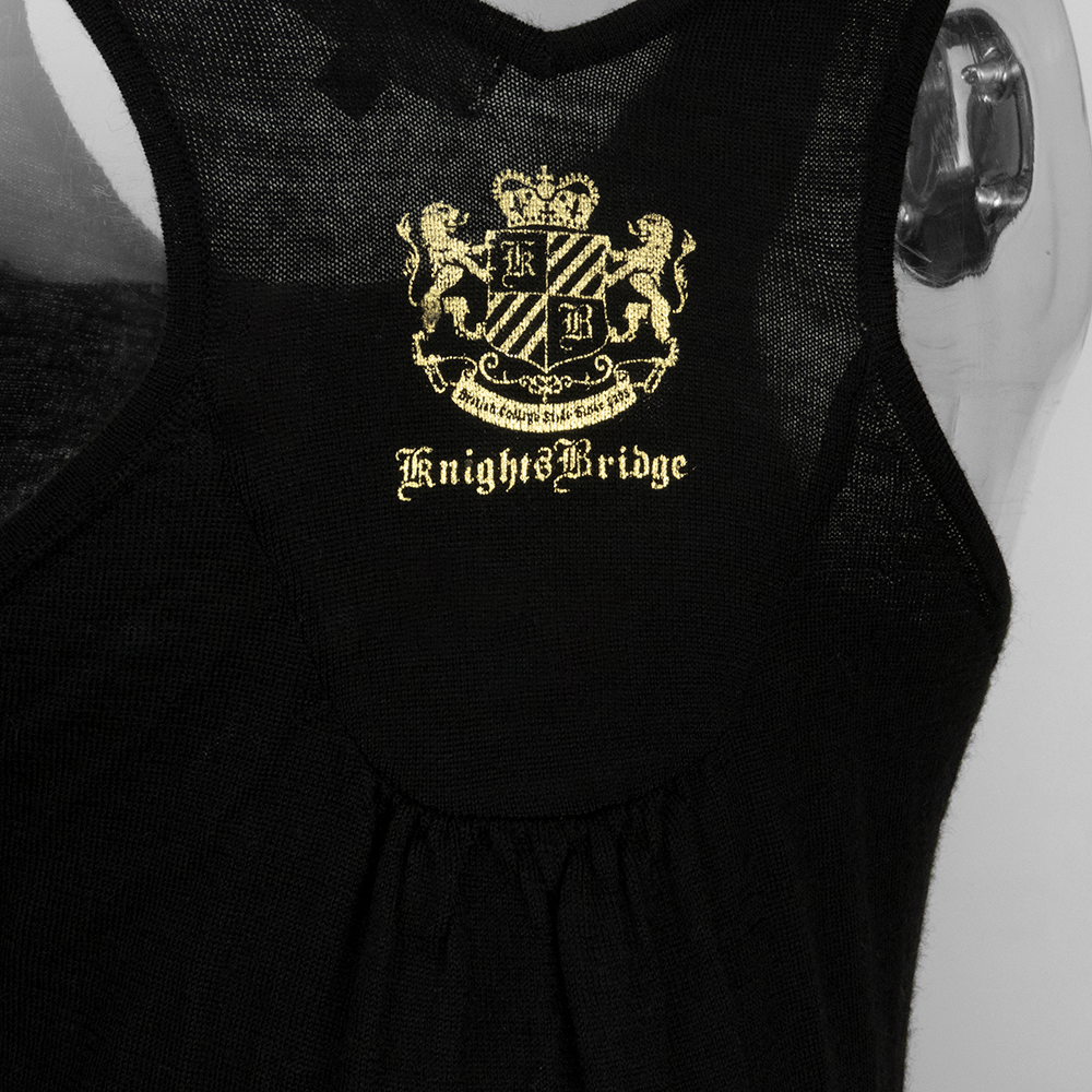 KnightsBridge (KB)專櫃品牌黑色羊毛燙金logo無袖針織衫 背心 S號-細節圖4