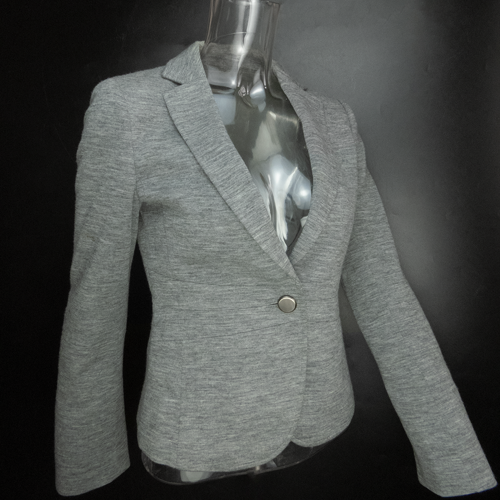 日本都會品牌ICB灰色純羊毛單扣長袖西裝外套-細節圖2