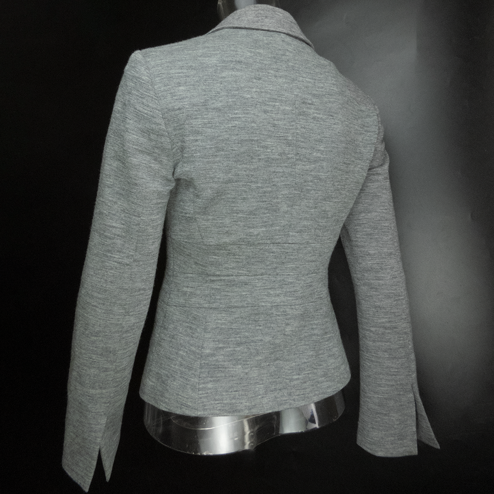 日本都會品牌ICB灰色純羊毛單扣長袖西裝外套-細節圖4