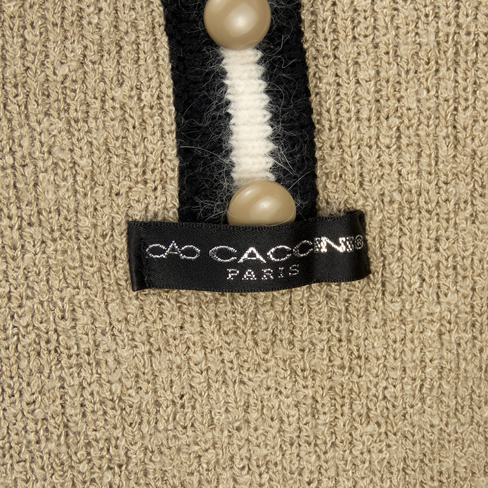 CACCINI咖啡色羅紋POLO領長袖針織衫-細節圖4