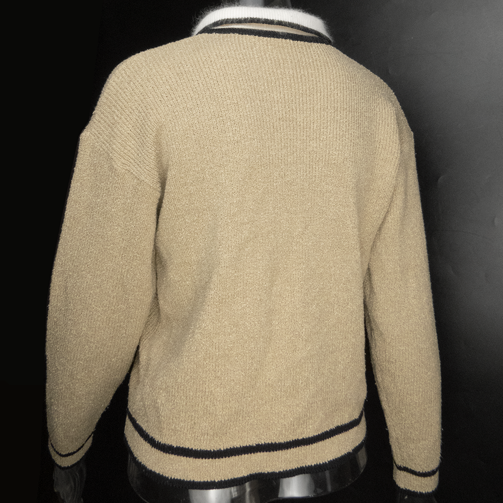 CACCINI咖啡色羅紋POLO領長袖針織衫-細節圖5