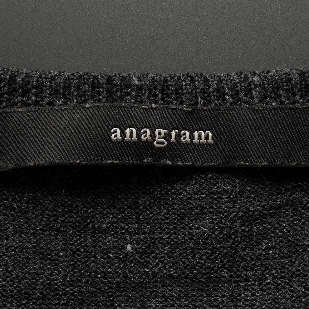 anagram深灰色純羊毛領口亮片刺繡串珠長袖毛衣-細節圖6