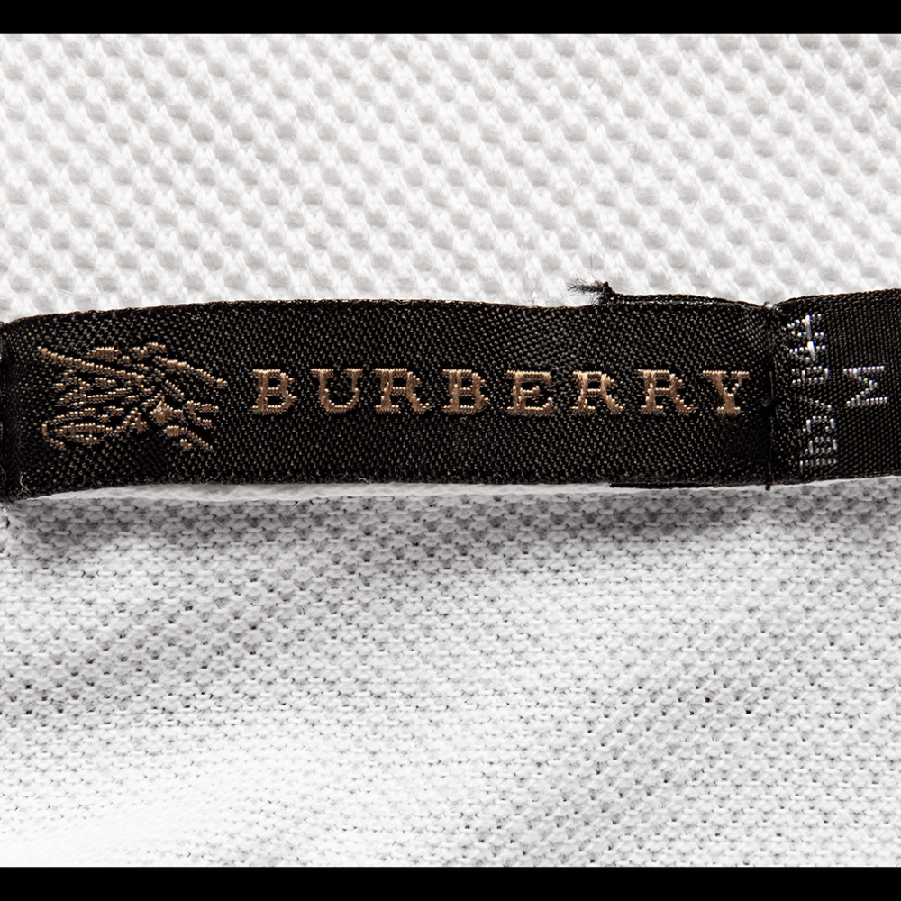 戰馬立體膠印白色格紋滾邊短袖POLO衫 M號-細節圖7