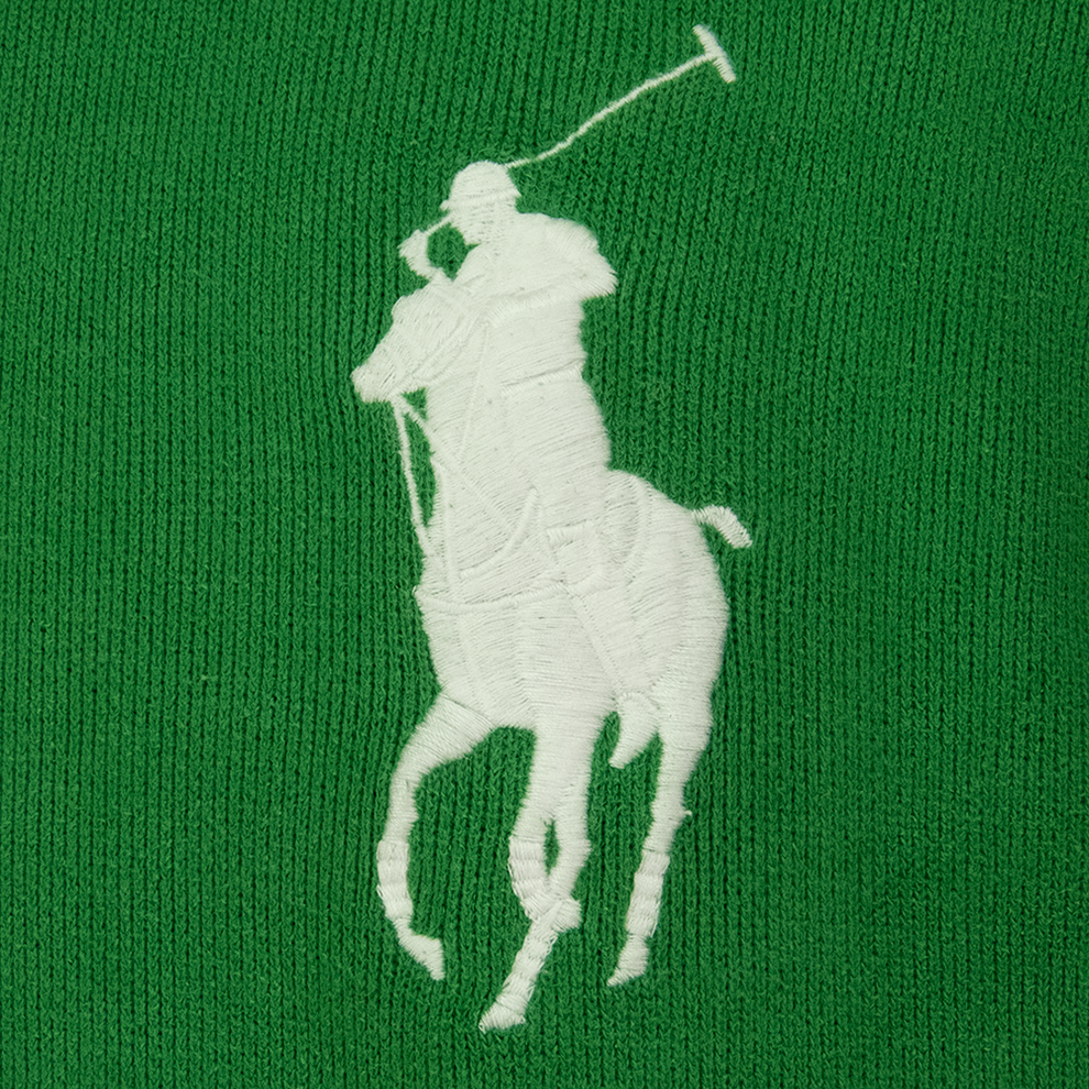 美國品牌Ralph Lauren POLO綠色純棉刺繡徽章立領半拉鏈長袖上衣-細節圖4