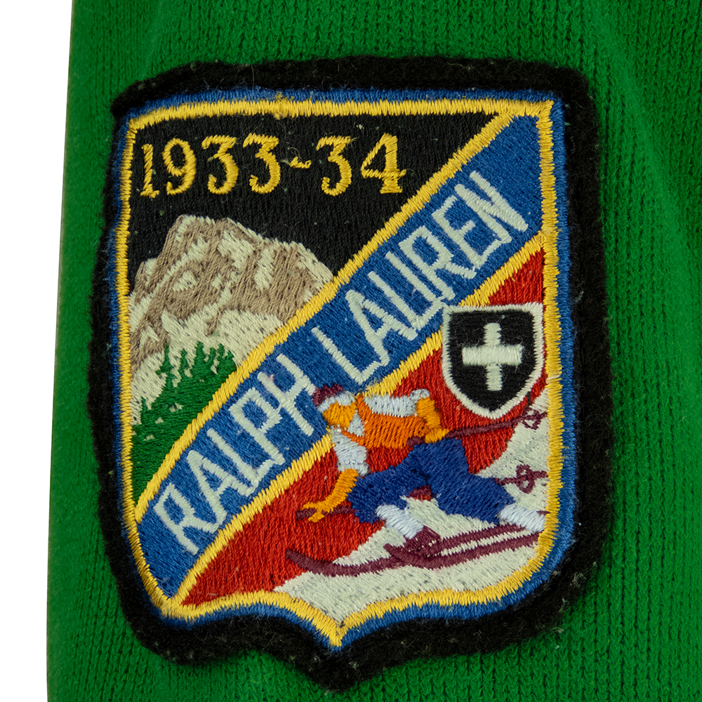 美國品牌Ralph Lauren POLO綠色純棉刺繡徽章立領半拉鏈長袖上衣-細節圖6