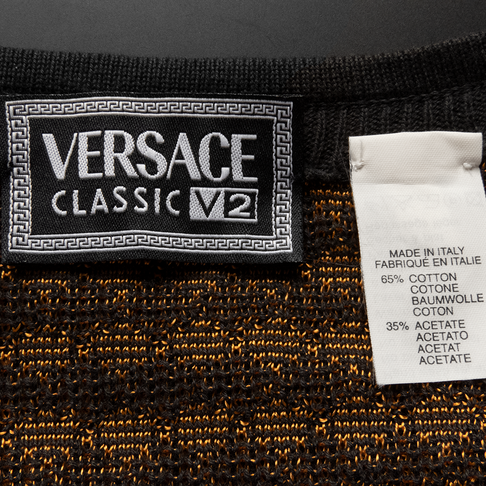 義大利時尚品牌Versace CLASSIC V2凡賽斯圖騰無袖針織衫 外套 義大利製-細節圖7