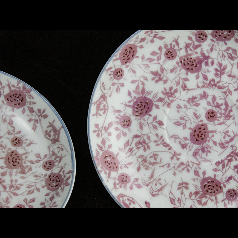 日式硬質瓷器玫瑰花 陶瓷 小碟 咖啡碟 瓷盤 4件一組-細節圖2