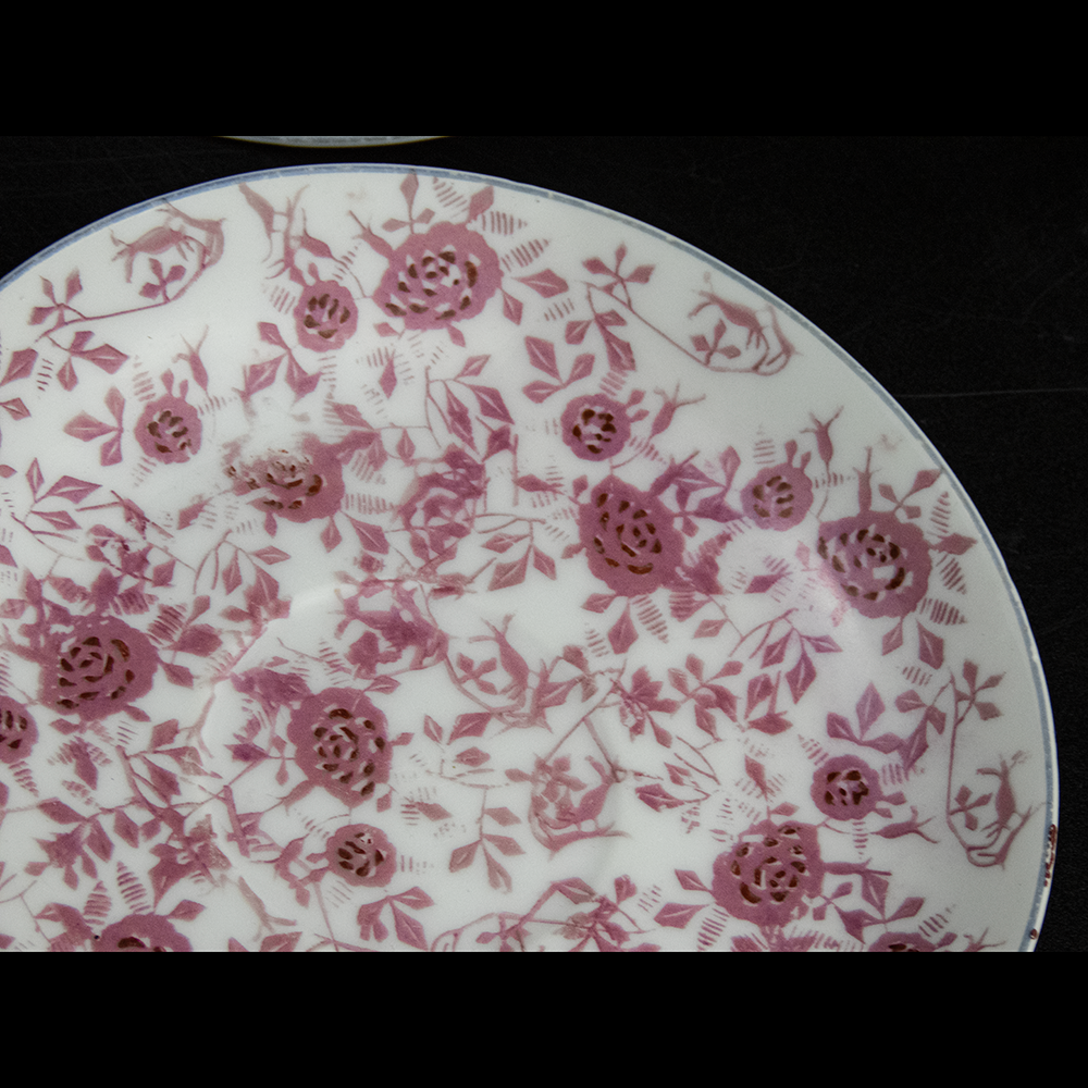 日式硬質瓷器玫瑰花 陶瓷 小碟 咖啡碟 瓷盤 4件一組-細節圖3