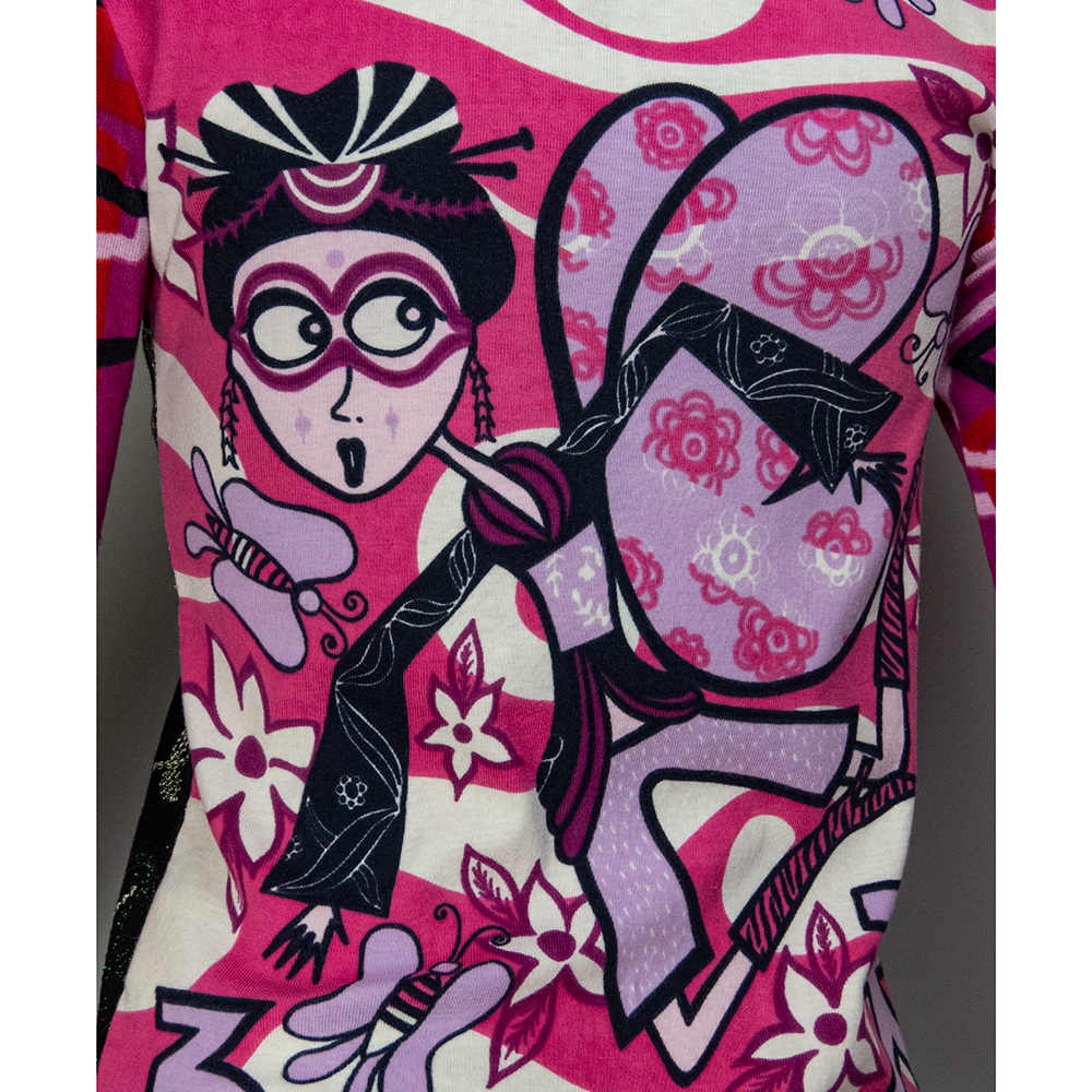 西班牙設計師品牌Custo Barcelona盤花刺繡幾何拼接毛線抽鬚長袖上衣-細節圖6