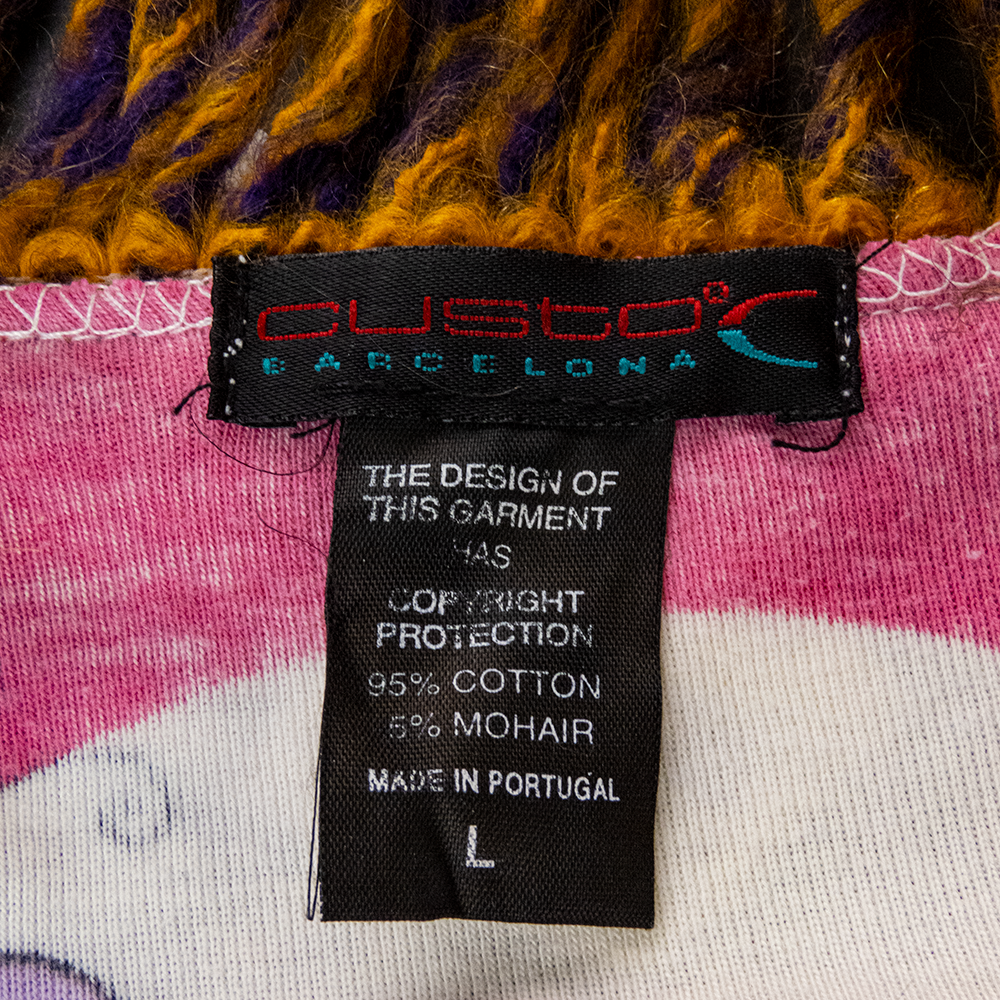 西班牙設計師品牌Custo Barcelona盤花刺繡幾何拼接毛線抽鬚長袖上衣-細節圖8