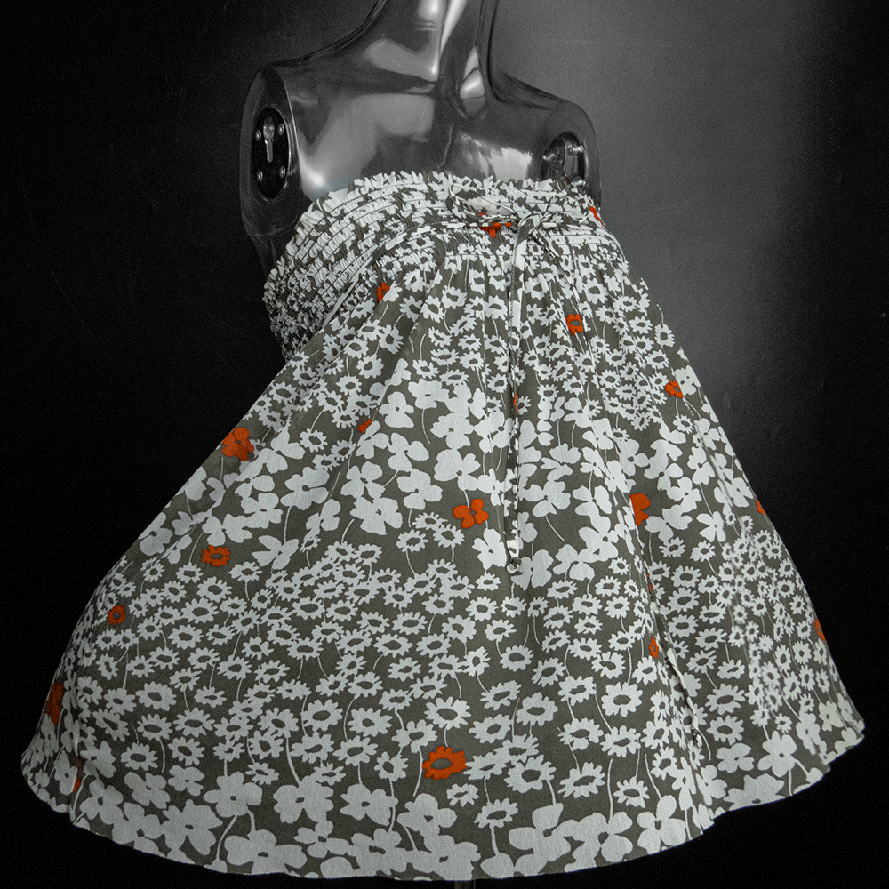 法國知名品牌KOOKAI花朵網紗鬆緊繫帶及膝裙 上衣 兩用-細節圖2