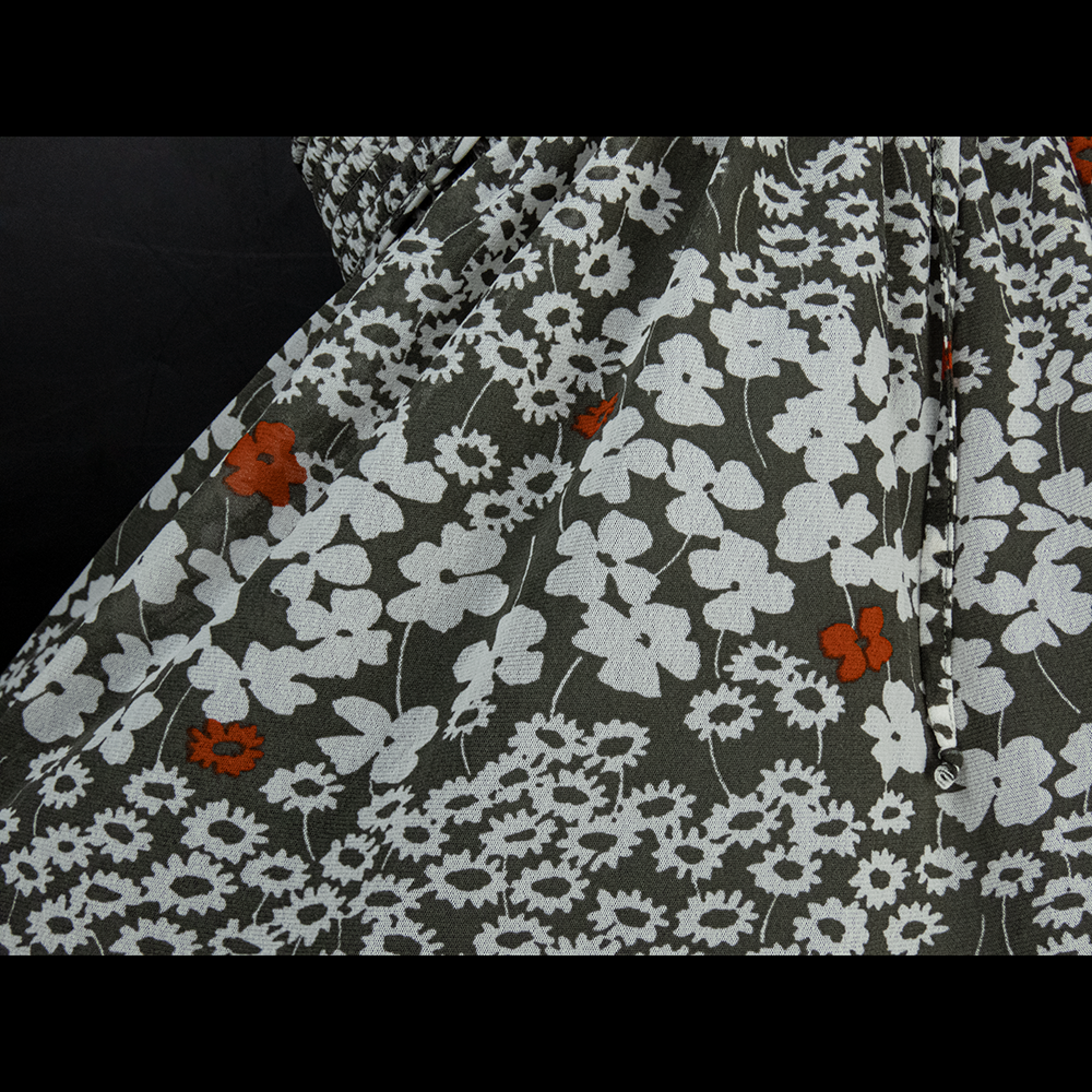 法國知名品牌KOOKAI花朵網紗鬆緊繫帶及膝裙 上衣 兩用-細節圖3