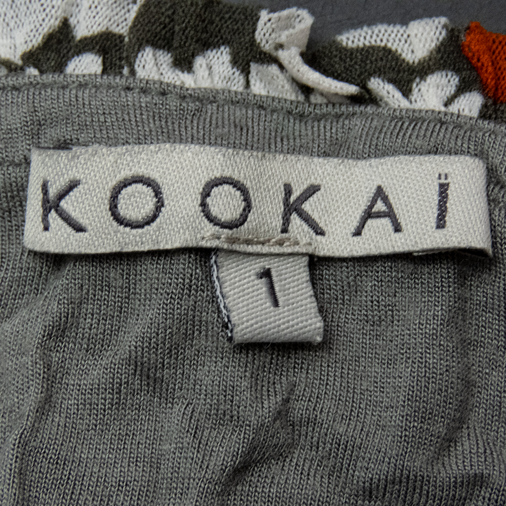 法國知名品牌KOOKAI花朵網紗鬆緊繫帶及膝裙 上衣 兩用-細節圖6