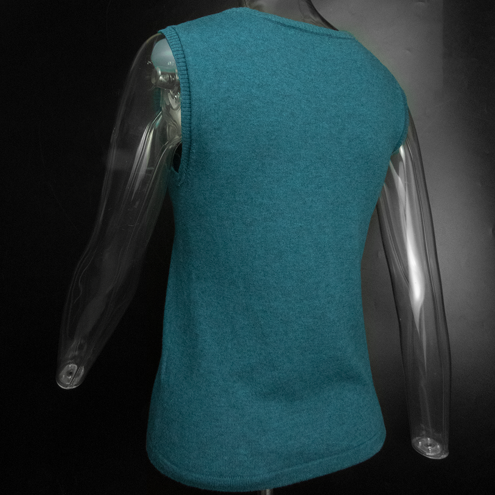 日本品牌77i by JUNKO.S.D.S靛色串珠亮片羊毛無袖毛衣背心 M號-細節圖5