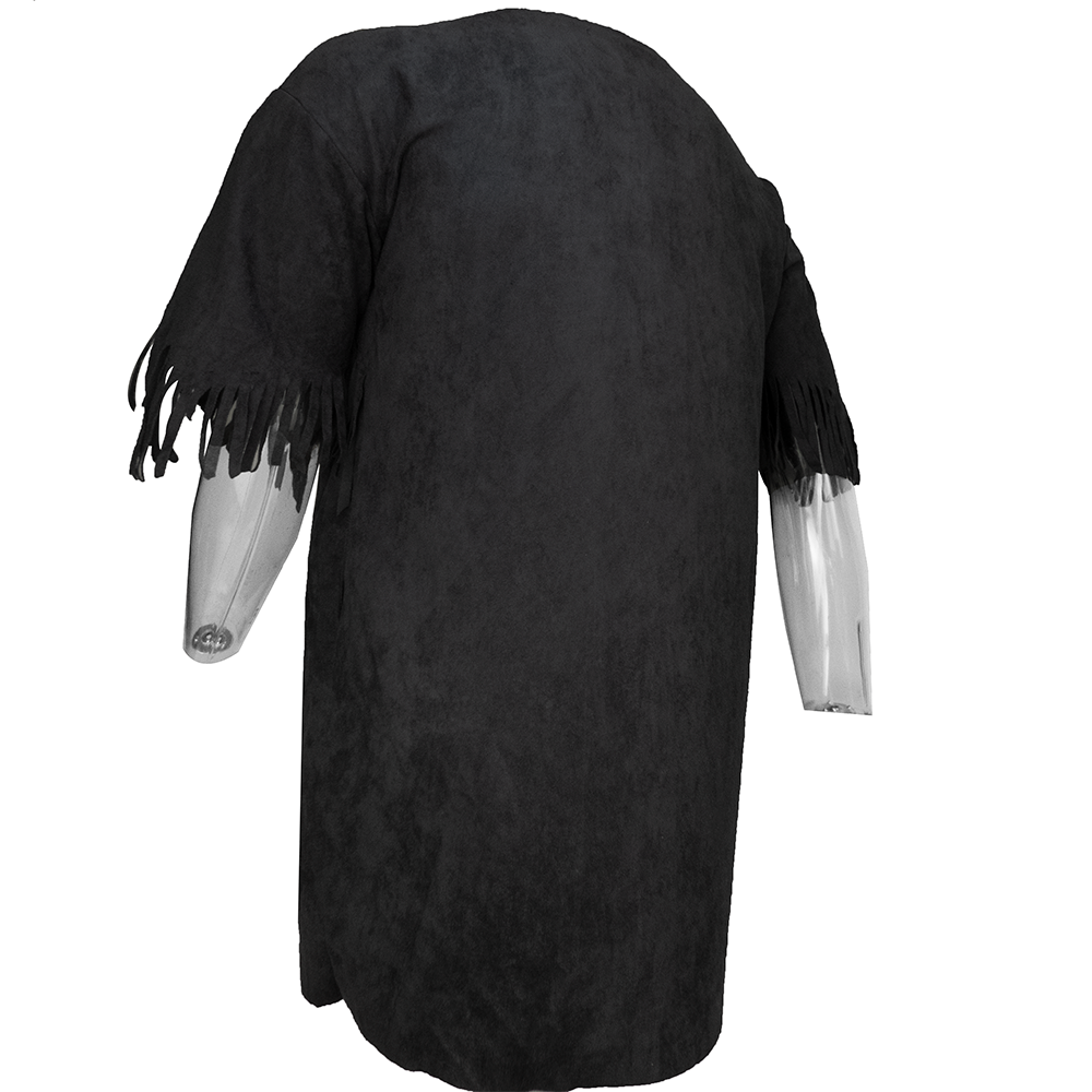 日本品牌Jfaylay深灰色麂皮流蘇短袖上衣 日本製-細節圖4