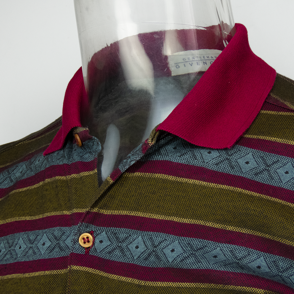 法國奢侈品牌GIVENCHY 紀梵希條紋圖騰短袖POLO衫 義大利製-細節圖3