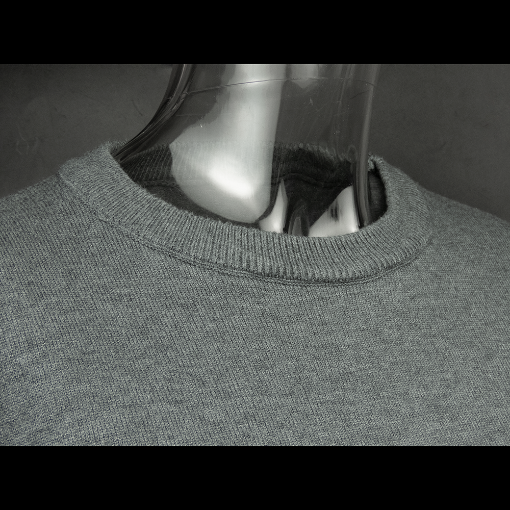 灰色羊絨圓領長袖毛衣 厚-細節圖3