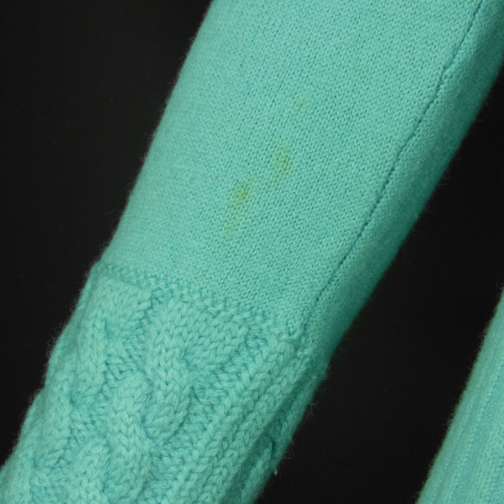 義大利品牌Maria Di Ripabianca美麗諾羊毛湖藍色麻花長袖高領毛衣 厚 義大利製-細節圖3