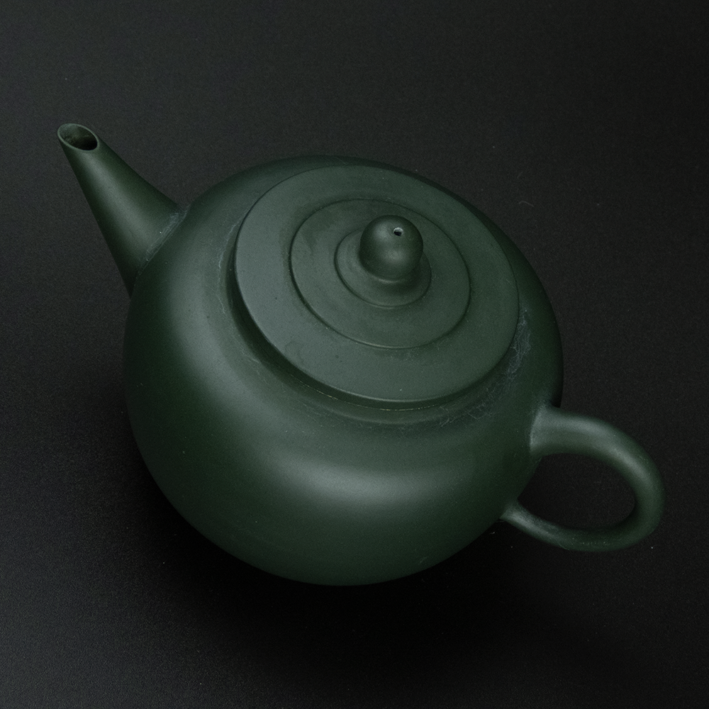 中國宜興貓眼碧綠色紫砂水平壺.西施壺-細節圖2
