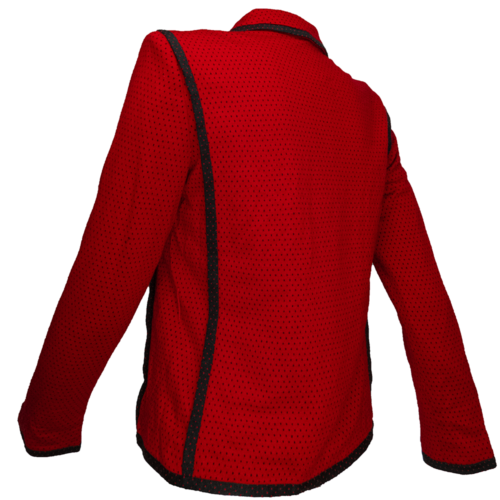 日本品牌PARIENNE紅色波點羊毛長袖西裝外套 有墊肩-細節圖4