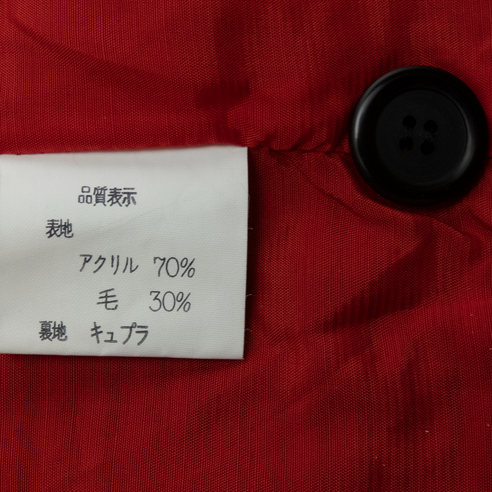 日本品牌PARIENNE紅色波點羊毛長袖西裝外套 有墊肩-細節圖6