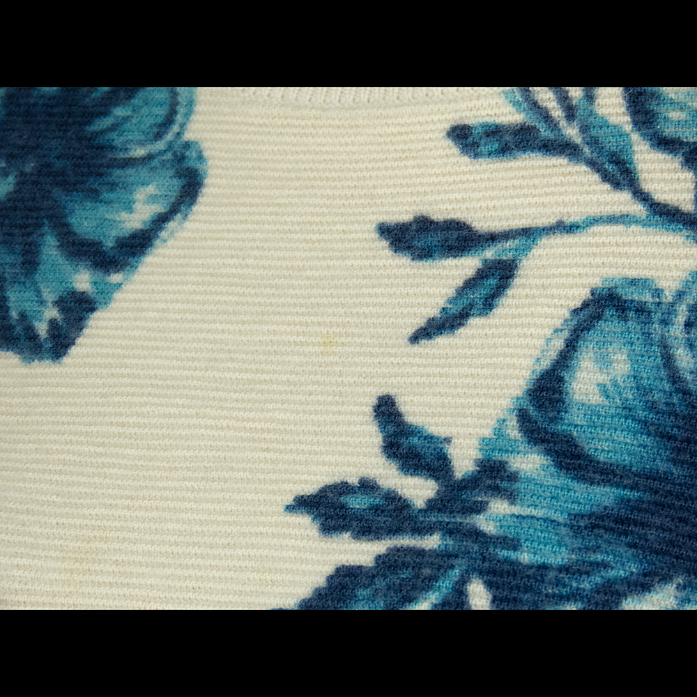 米色純美麗諾羊毛不對稱花卉長袖毛衣-細節圖4