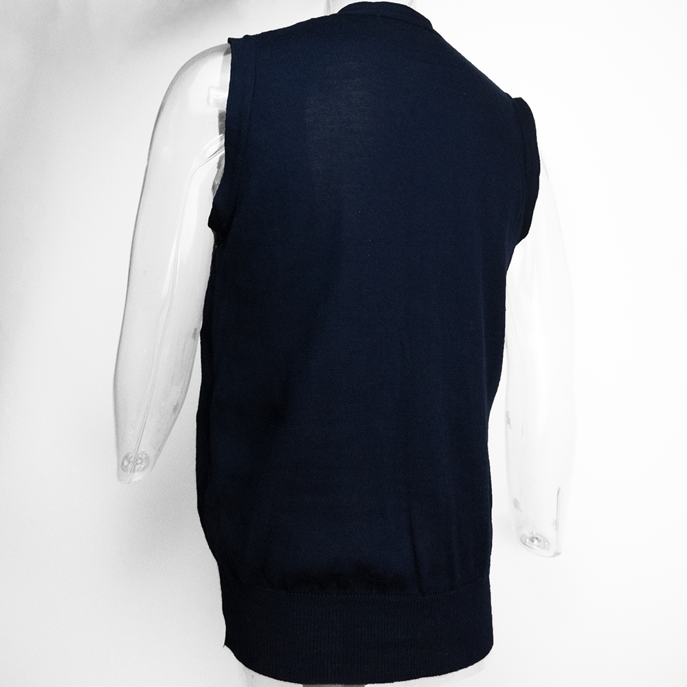 美國Arnold Palmer雨傘牌藏青色純羊毛漁網格勾花針織背心外套 XL號-細節圖6