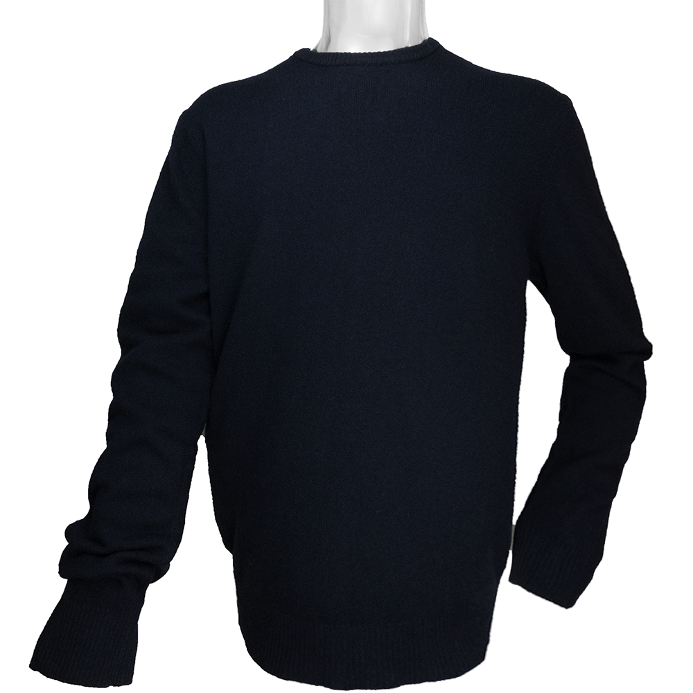 法國品牌SISLEY藏青色純羊毛素面圓領長袖毛衣 XL號-細節圖2