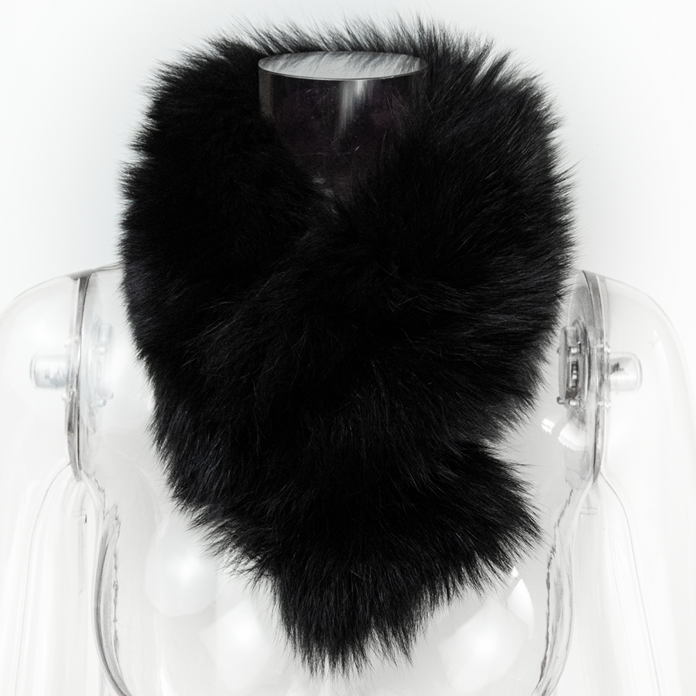黑色狐狸毛奢華皮草圍巾-細節圖2