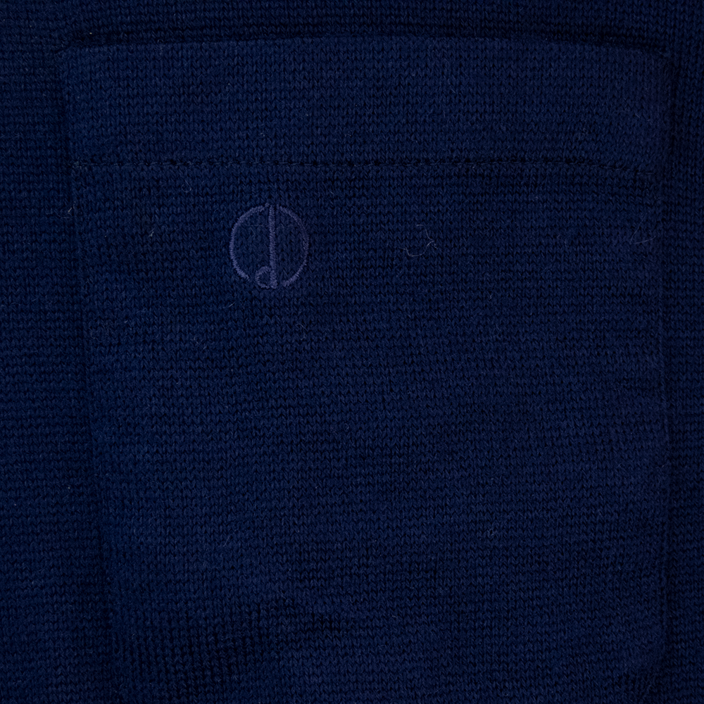 英國著名男性時尚品牌dunhill 深藍色純羊毛素面POLO領長袖毛衣 L號 義大利製-細節圖4