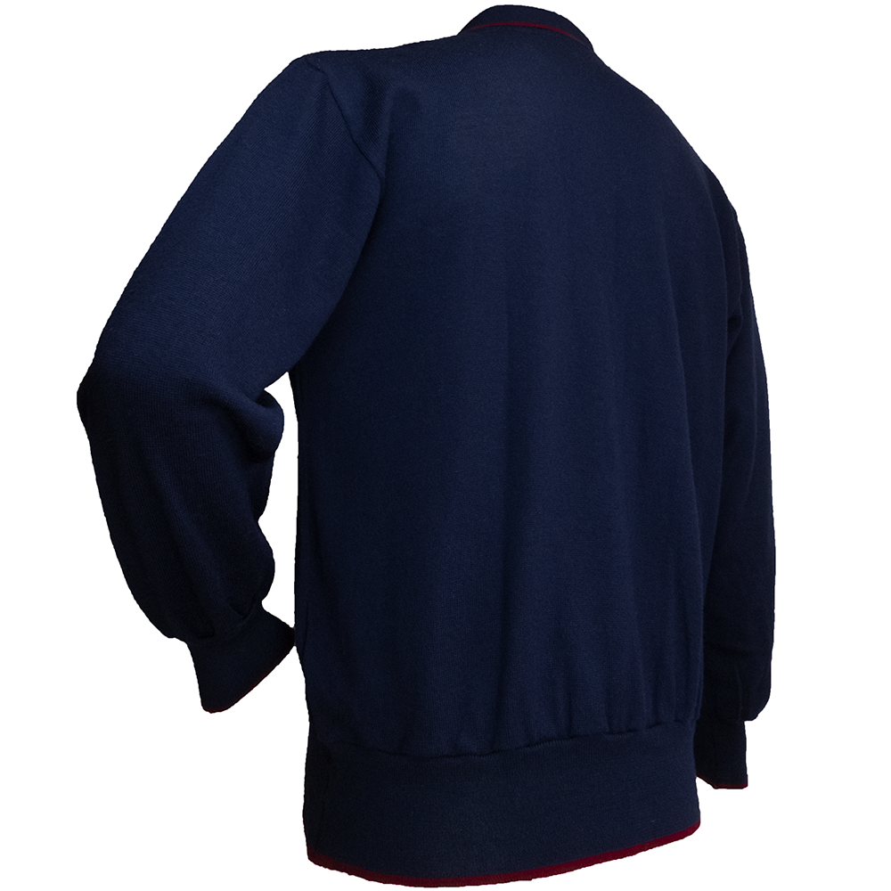 英國著名男性時尚品牌dunhill 深藍色純羊毛素面POLO領長袖毛衣 L號 義大利製-細節圖6