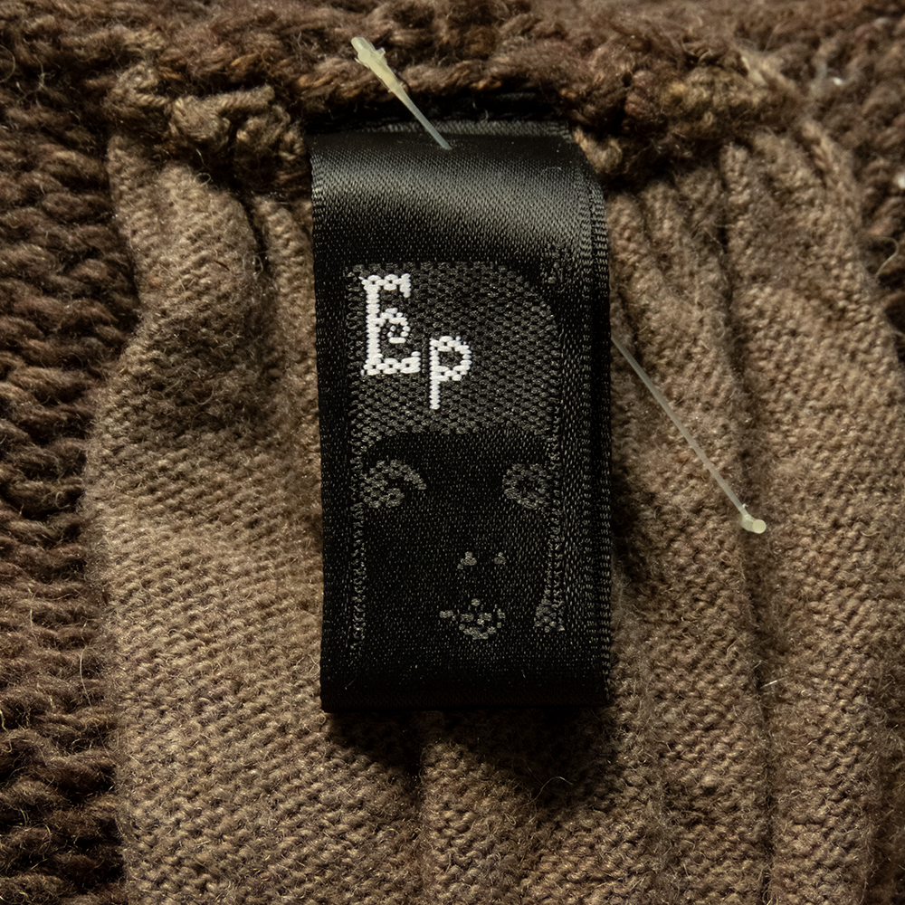 日本品牌EP深駝色粗針織背後拼接設計無袖長版背心外套 Free Size-細節圖6