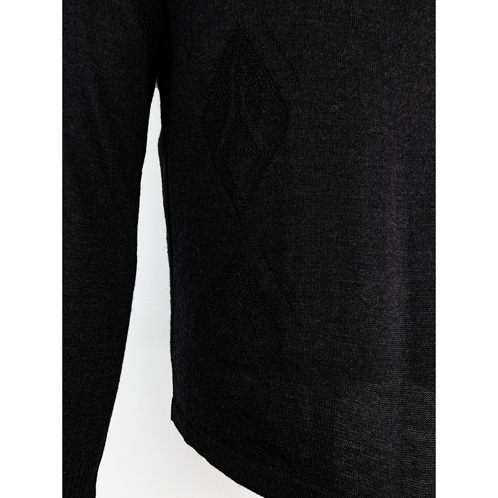 義大利品牌EDWINA古銀色美麗諾純羊毛素面POLO領長袖毛衣 義大利製 有墊肩-細節圖4