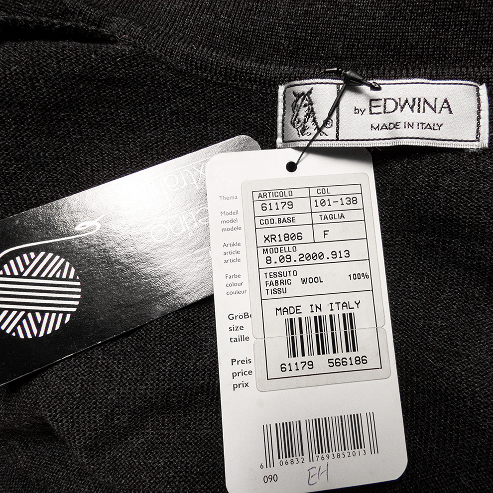 義大利品牌EDWINA古銀色美麗諾純羊毛素面POLO領長袖毛衣 義大利製 有墊肩-細節圖6