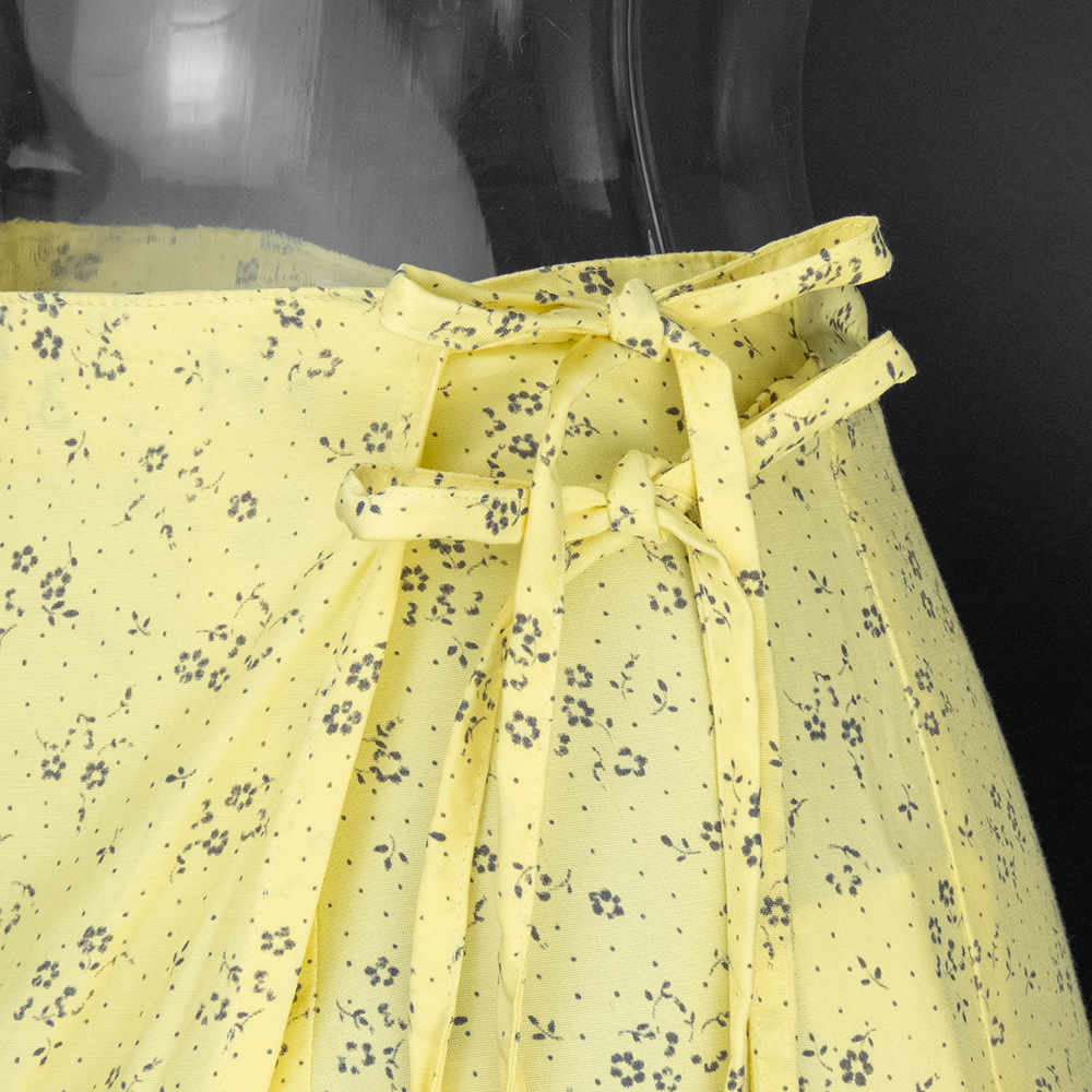 古著 STUDIO 1991 檸檬黃色繫帶蝴蝶結短褲裙-細節圖3