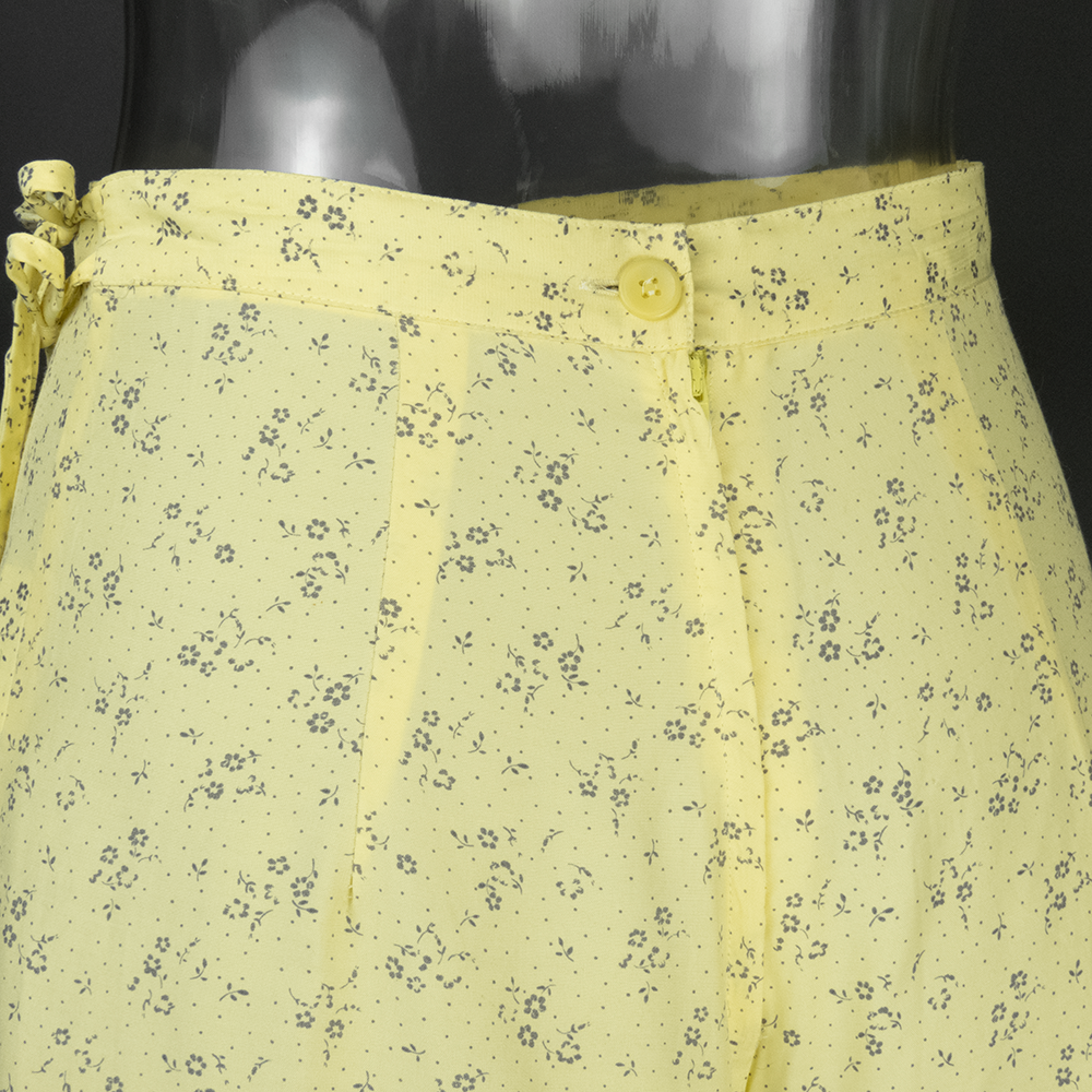 古著 STUDIO 1991 檸檬黃色繫帶蝴蝶結短褲裙-細節圖5