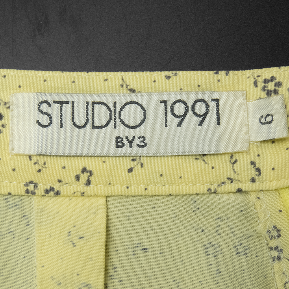 古著 STUDIO 1991 檸檬黃色繫帶蝴蝶結短褲裙-細節圖6