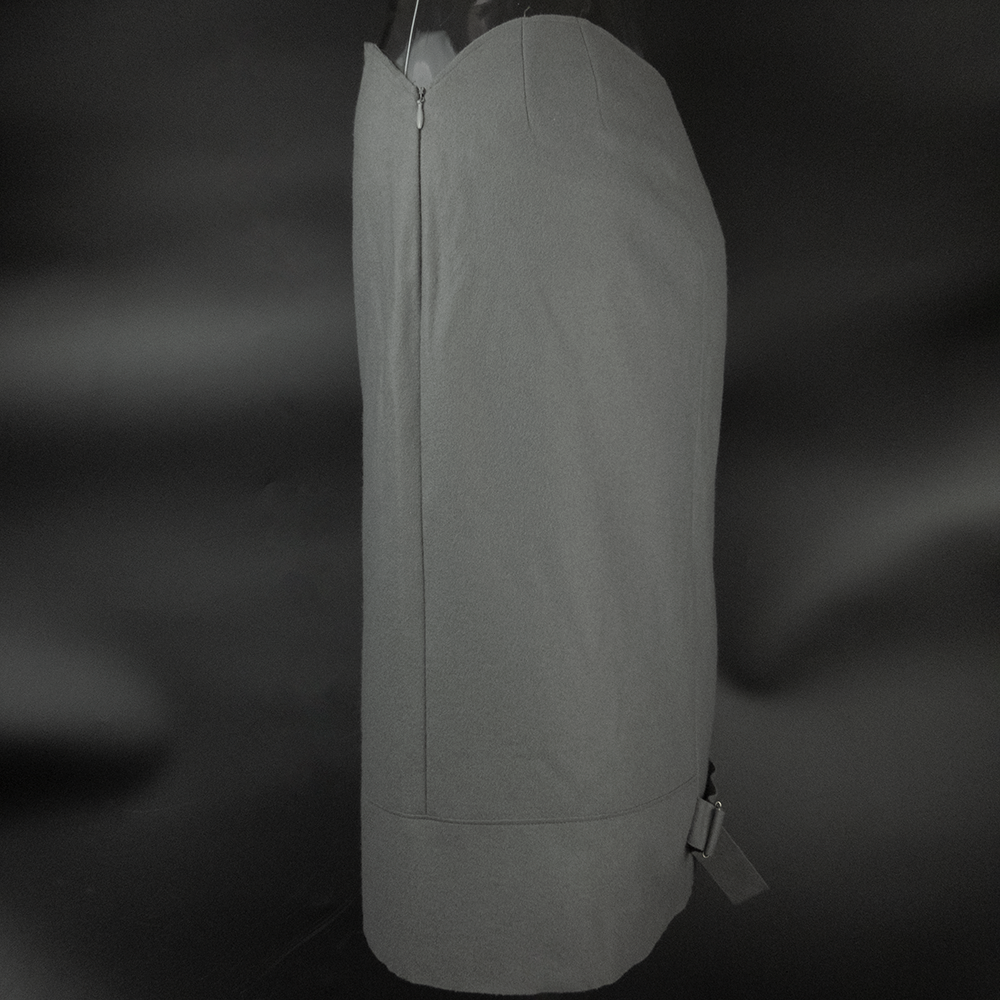 義大利品牌CoSTUME NATIONAL灰色羊毛花苞扣帶開岔及膝裙 38號 義大利製-細節圖4