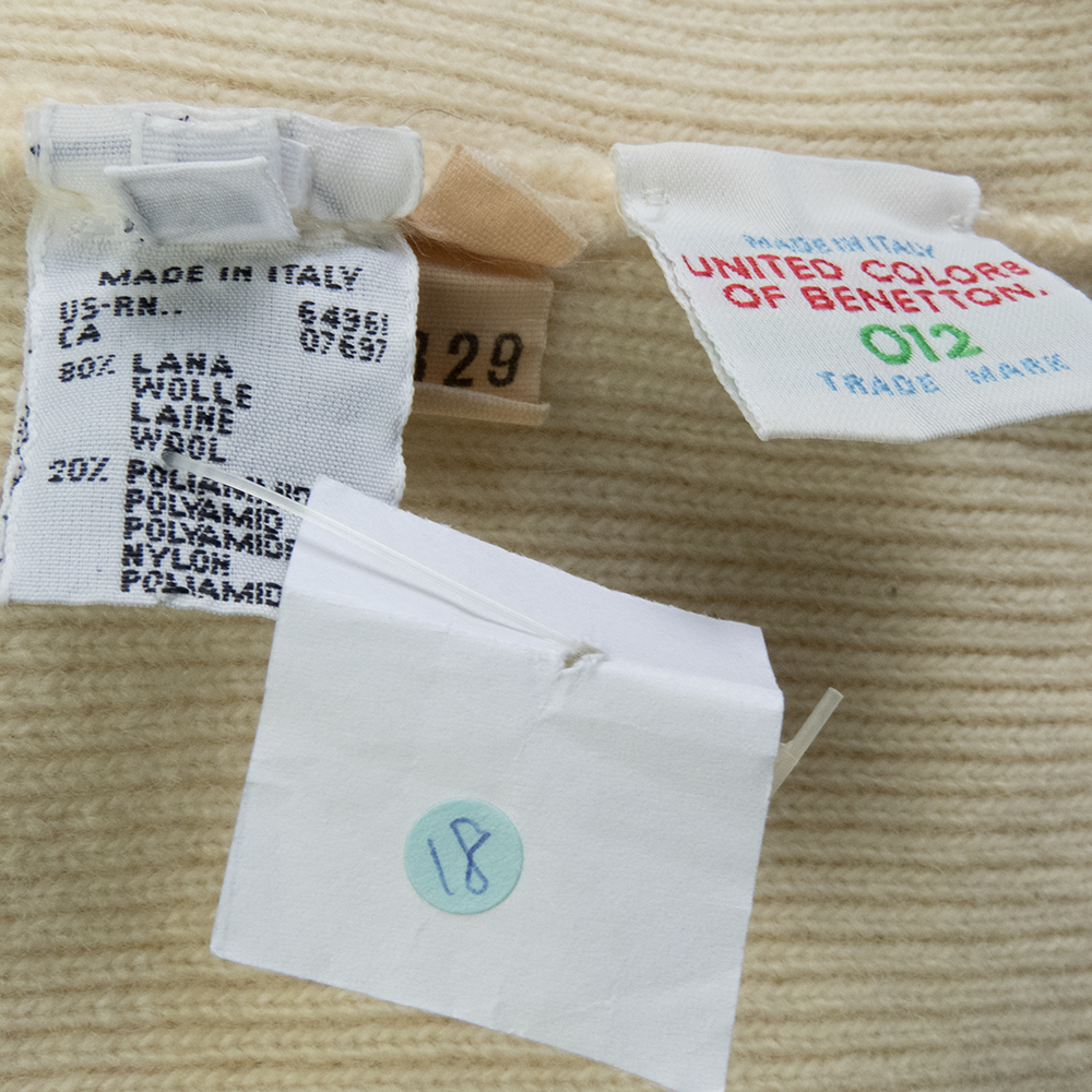 義大利品牌United Colors of Benetton 班尼頓鵝黃色羊毛圖騰織紋高腰短裙 義大利製-細節圖5