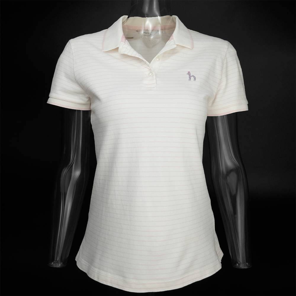 Hazzys 哈吉斯粉紅色線條水鑽小狗短袖 POLO衫 165號-細節圖2