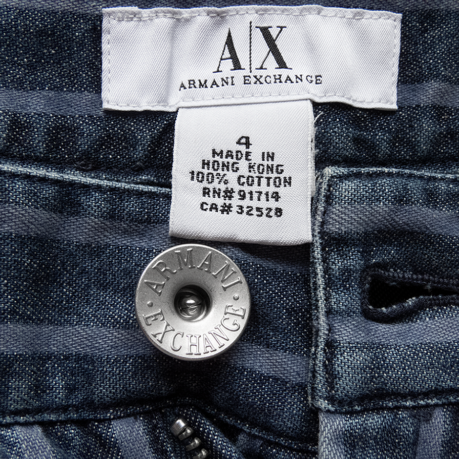 義大利Armani exchange AX 亞曼尼藍色直條紋牛仔褲 靴型褲-細節圖6