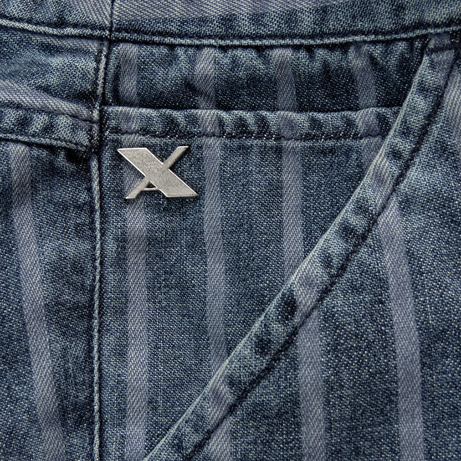 義大利Armani exchange AX 亞曼尼藍色直條紋牛仔褲 靴型褲-細節圖7