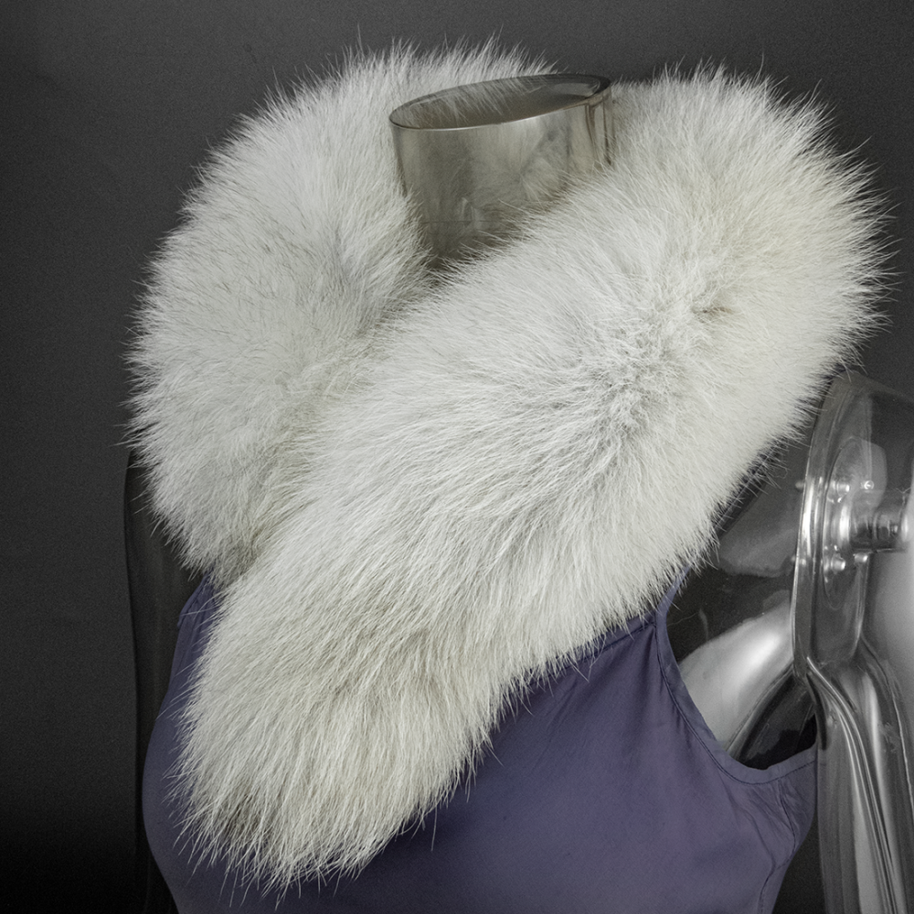 銀灰狐 狐狸尾巴皮草圍巾 A-細節圖2