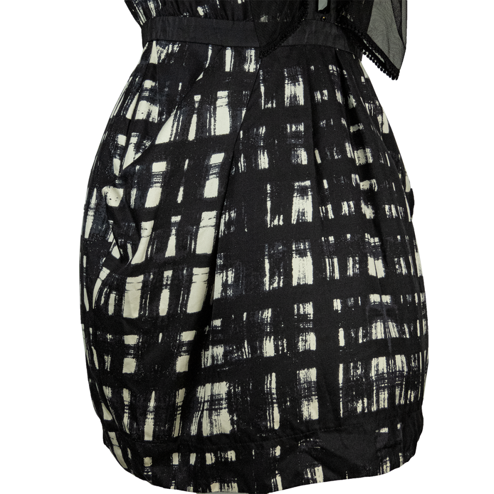 台灣時裝設計師品牌CHARINYEH 葉珈伶純蠶絲網紗抓褶寶石無袖洋裝 M號-細節圖5