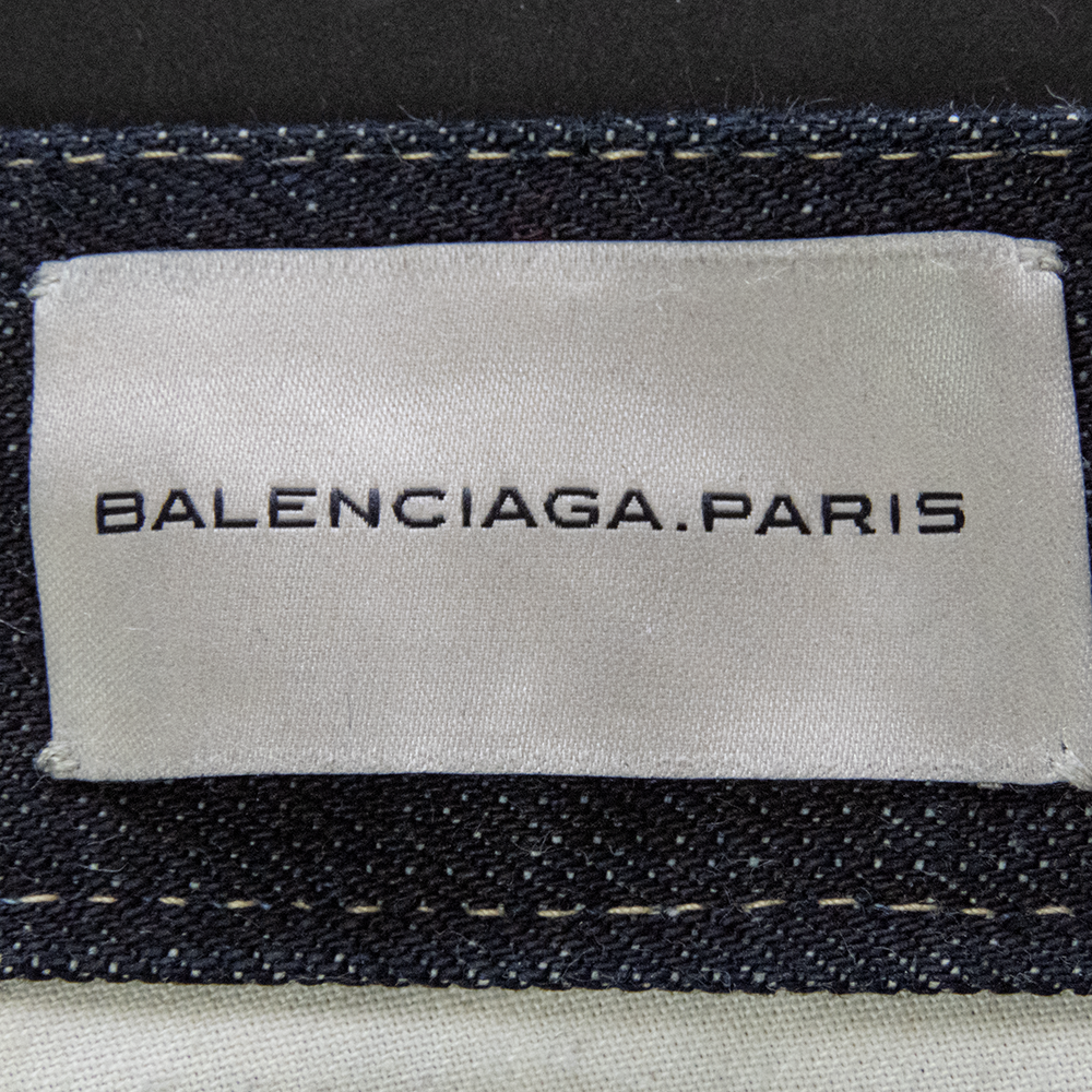 巴黎世家balenciaga深藍素面直筒長褲 牛仔褲 W31 義大利製-細節圖7
