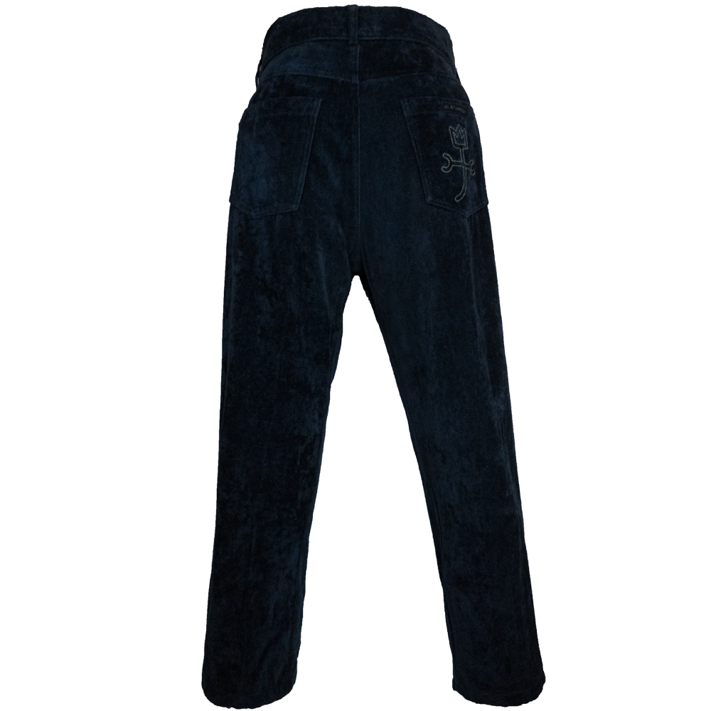 法國時裝品牌Jean-Charles de Castelbajac深藍色天鵝絨復古休閒褲 義大利製-細節圖3