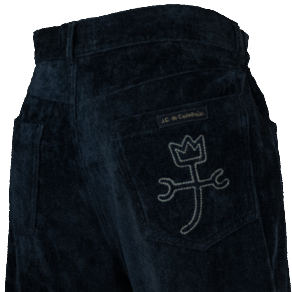 法國時裝品牌Jean-Charles de Castelbajac深藍色天鵝絨復古休閒褲 義大利製-細節圖5