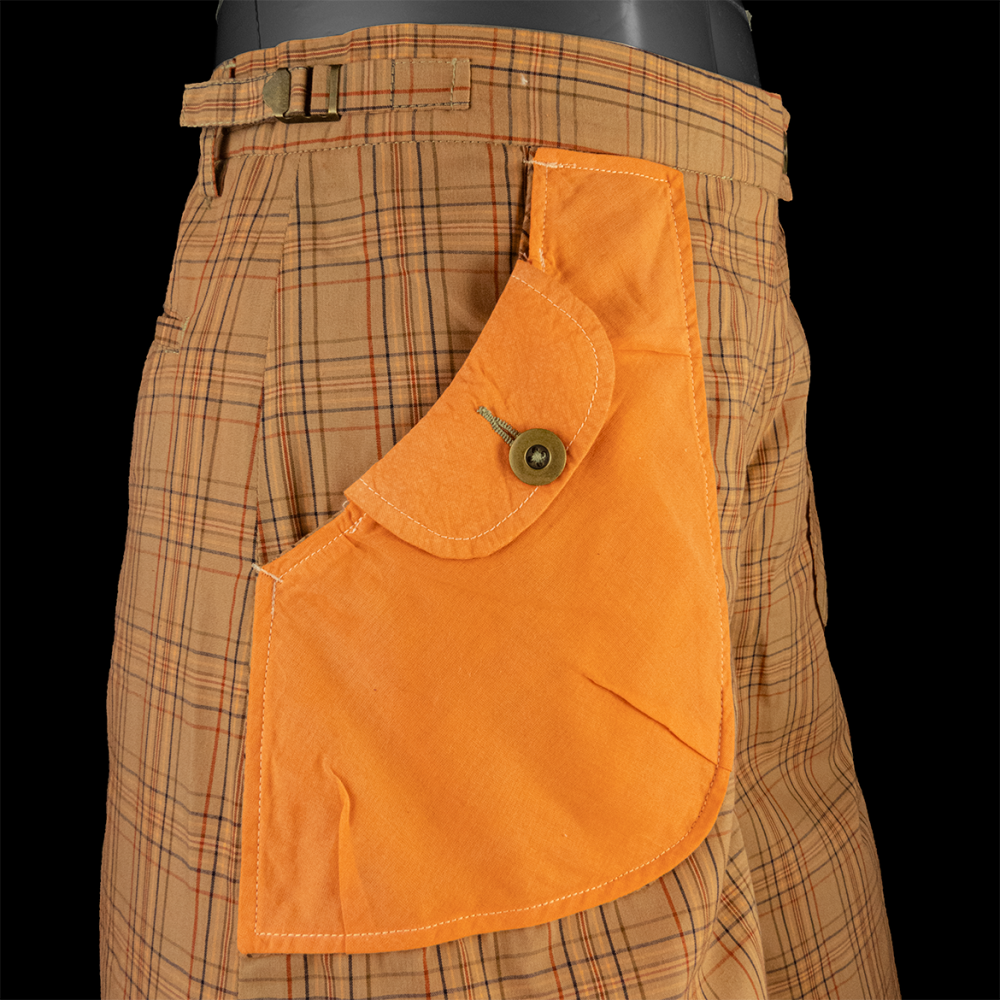 泰國品牌Playground橘色格紋口袋五分休閒褲-細節圖3