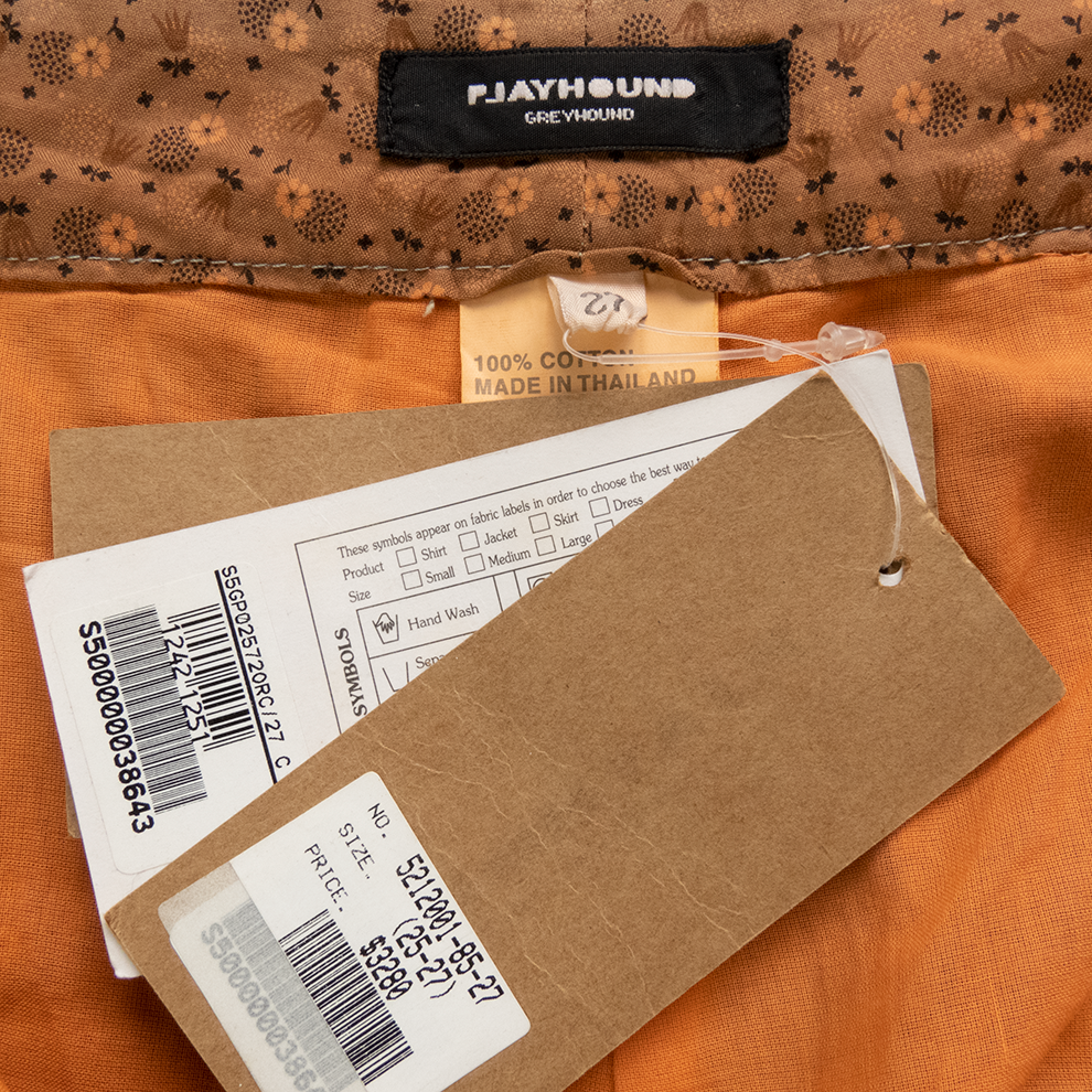 泰國品牌Playground橘色格紋口袋五分休閒褲-細節圖6