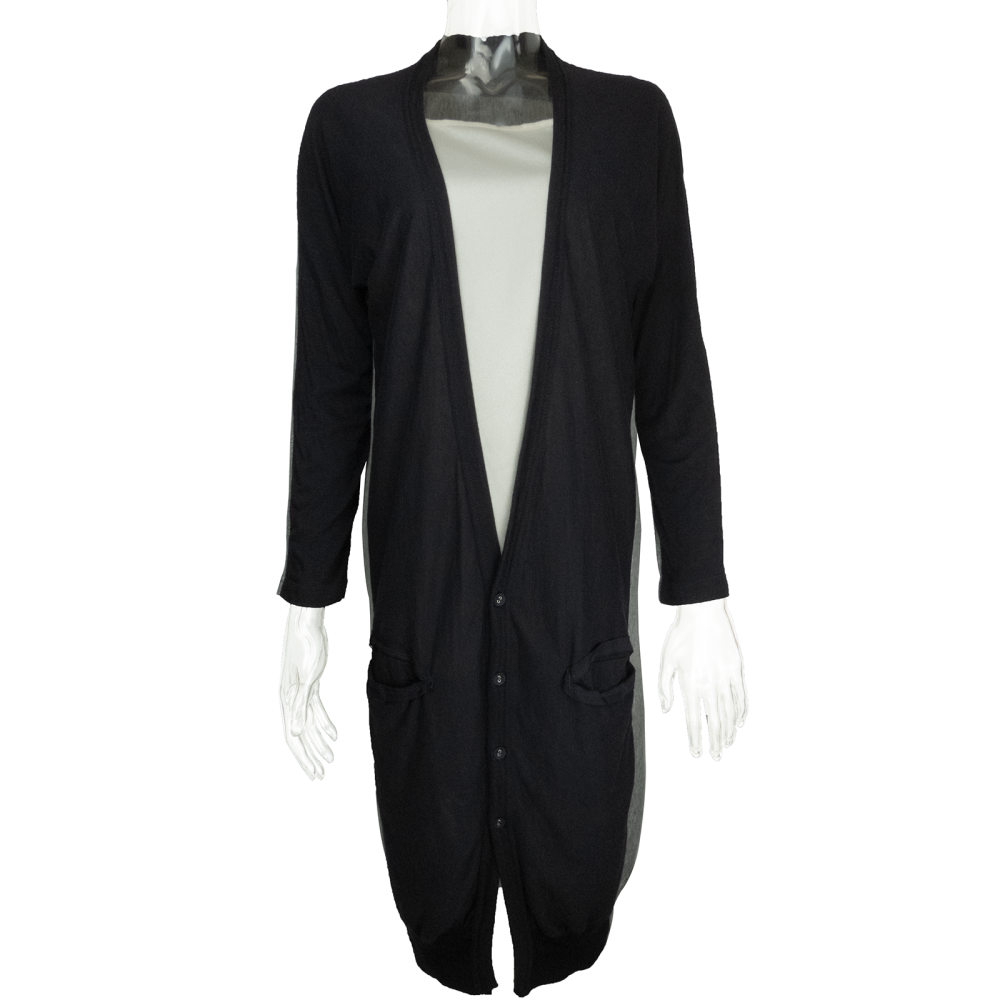 日本設計師品牌Y＇s山本耀司黑灰拼色九分袖外套 超長 2號 日本製-細節圖2